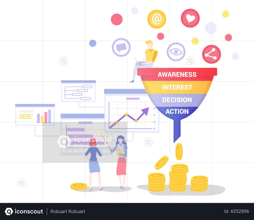 Sales funnel management  Illustration