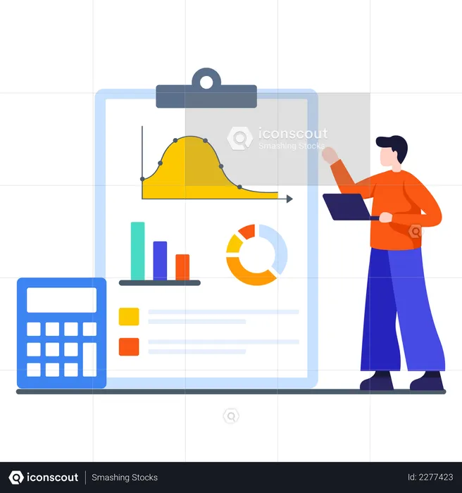 Sales manager analyzing sales growth  Illustration