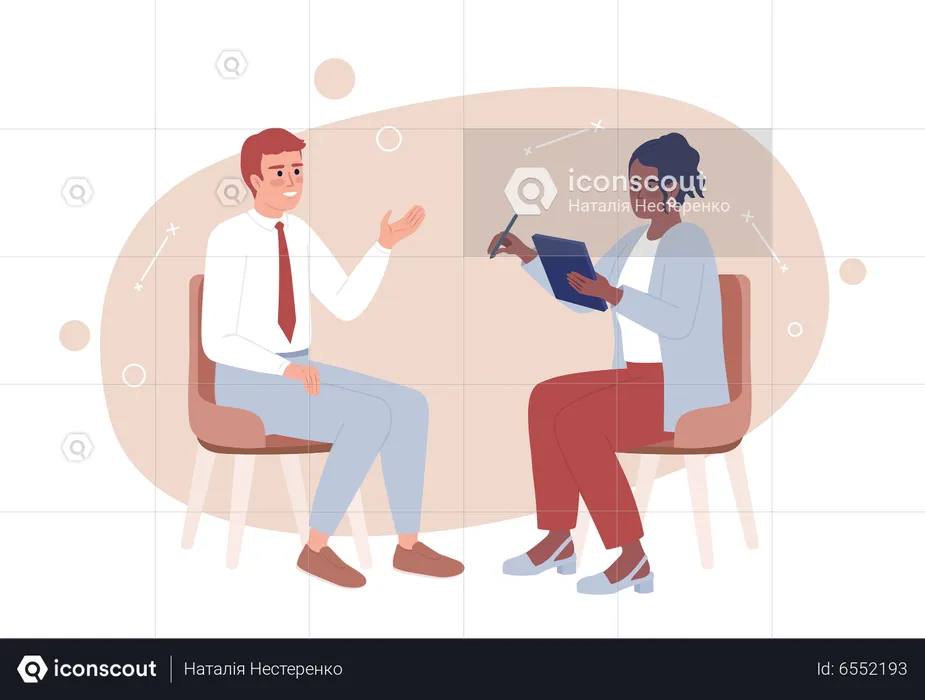 Sales representative negotiating with client  Illustration