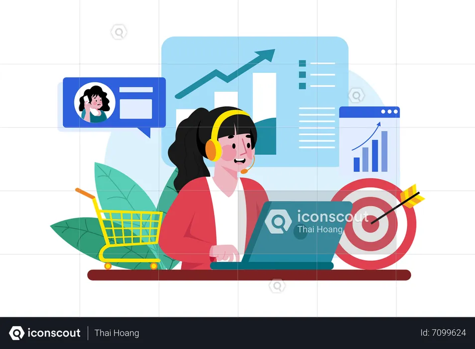 Sales team member setting personal sales targets  Illustration