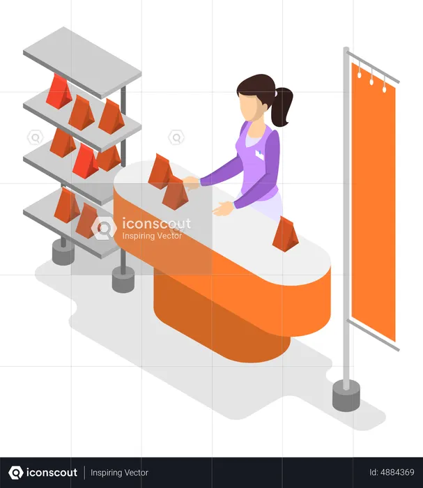 Sales woman in the shop  Illustration