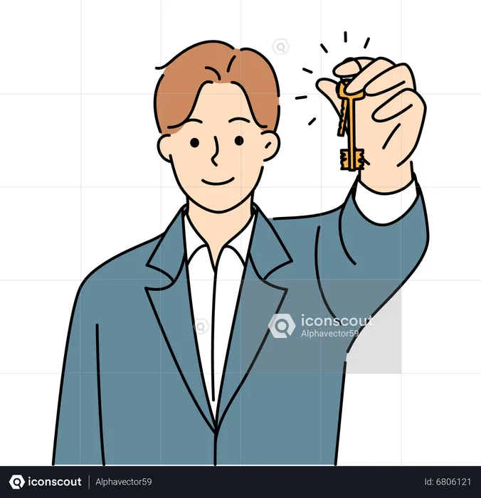 Salesman hand over keys  Illustration