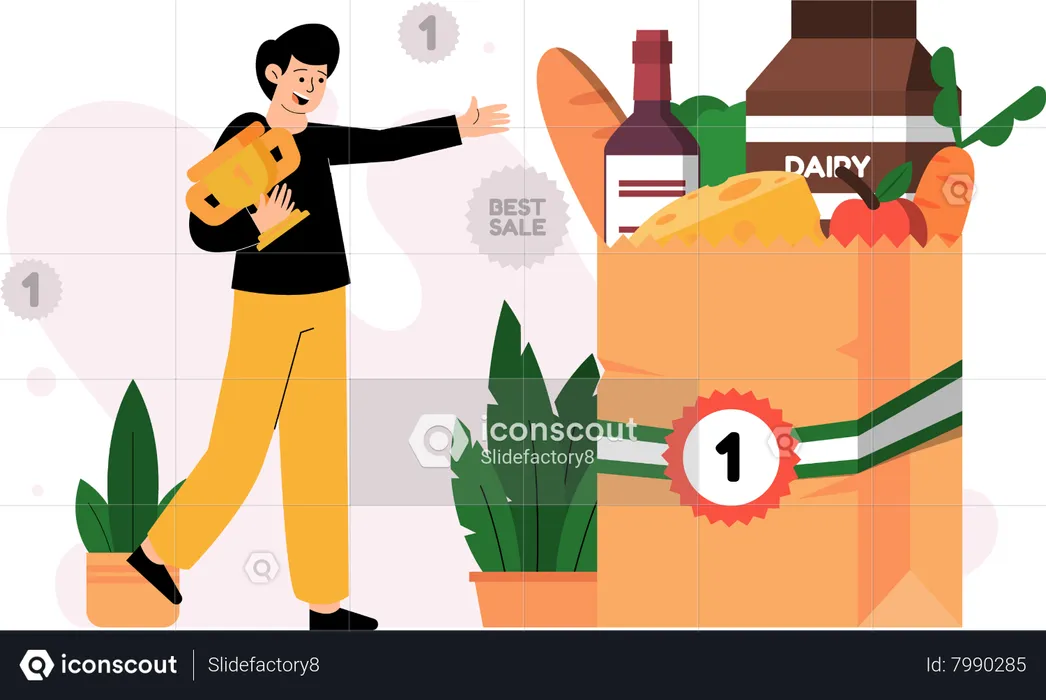 Salesperson promoting best selling product  Illustration