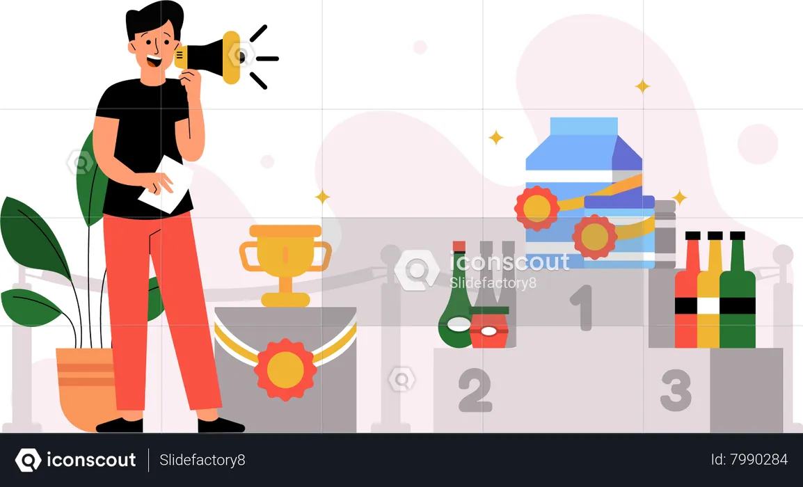 Saleswoman announcing the best product  Illustration