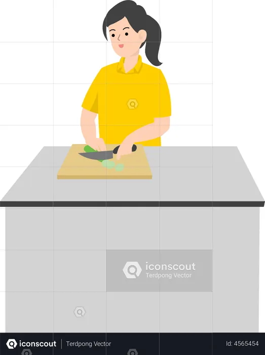 Saleswoman cooking  Illustration