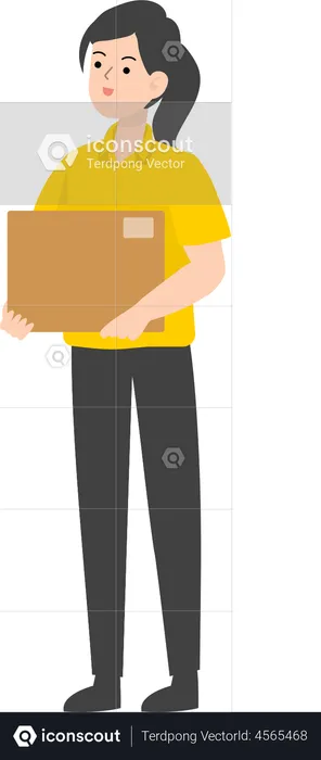 Saleswoman holding box  Illustration