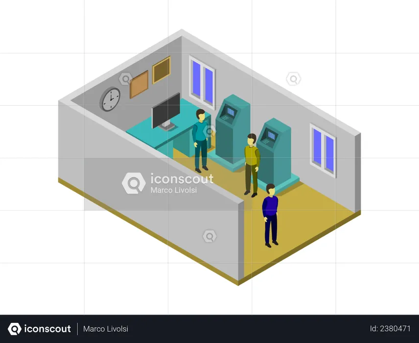 Salle des machines bancaires  Illustration