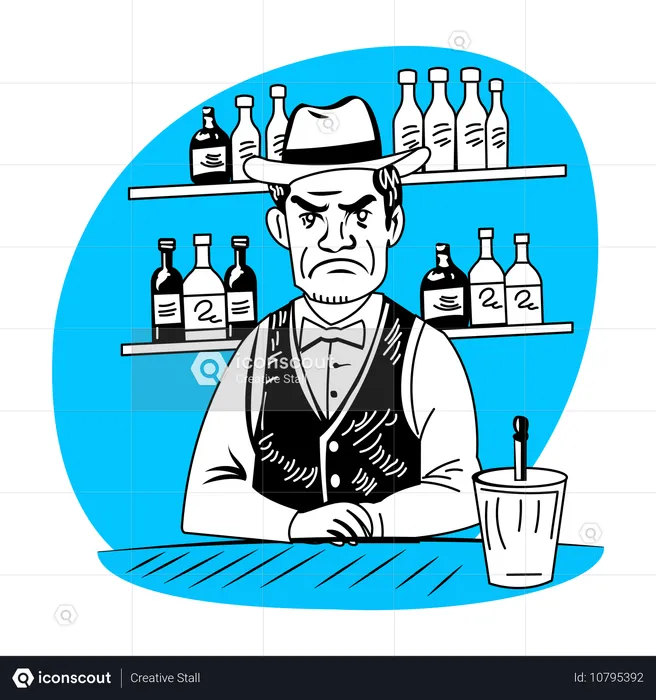 Saloon Bartender  Illustration