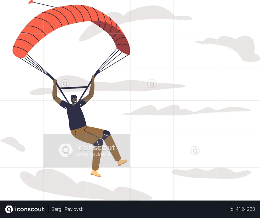 Salto de parapente com paraquedas  Ilustração