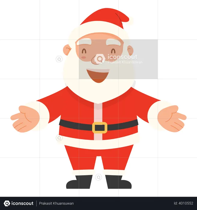 Papá Noel saludando feliz Navidad  Ilustración