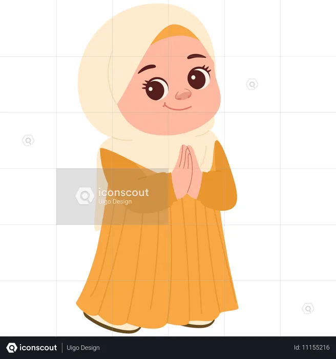 Salutation mignonne de Muslimah  Illustration