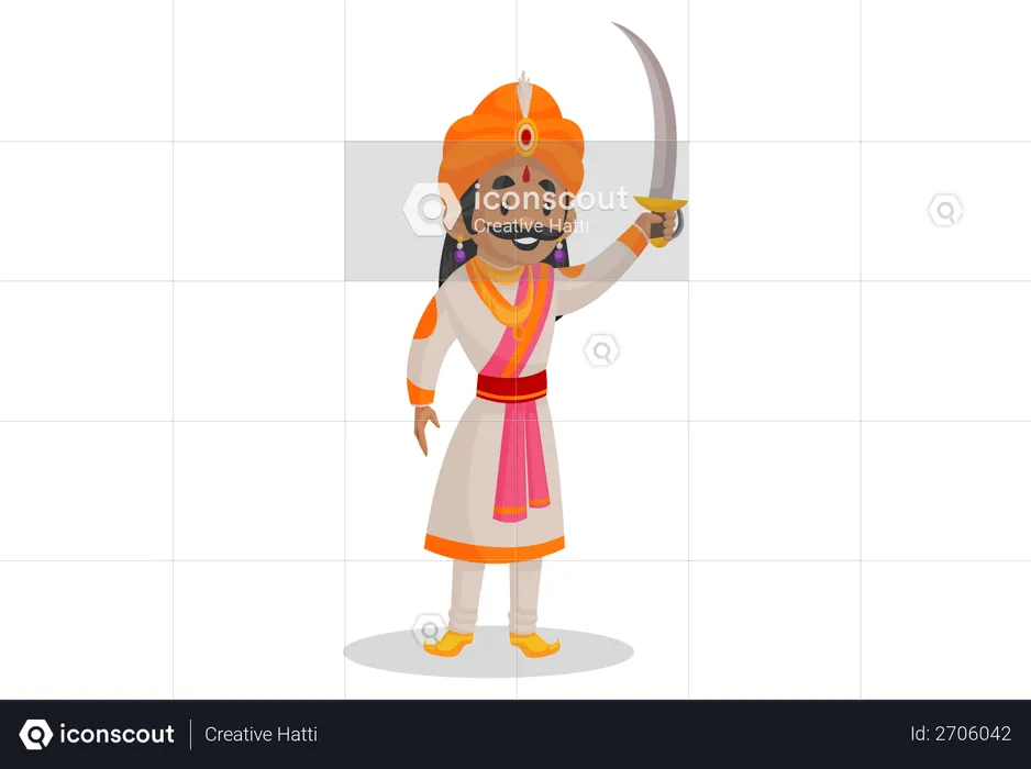 Samrat Ashok holding sword  Illustration