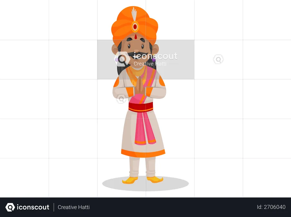 Samrat Ashok standing in welcome pose  Illustration