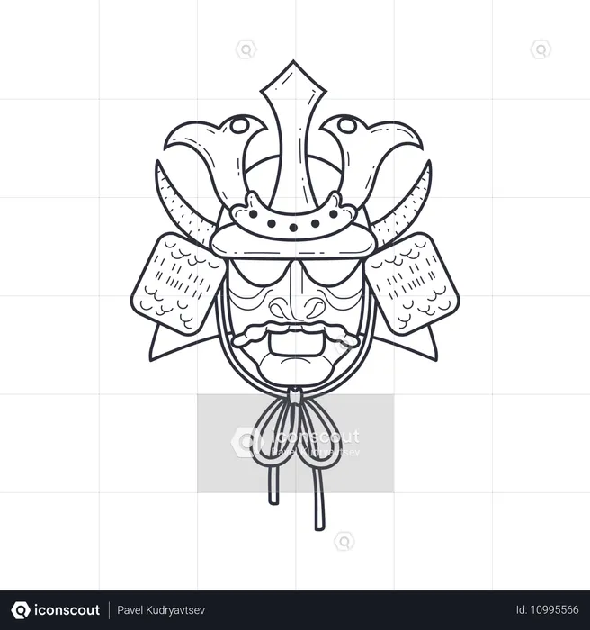 Samurai-Krieger-Maske  Illustration