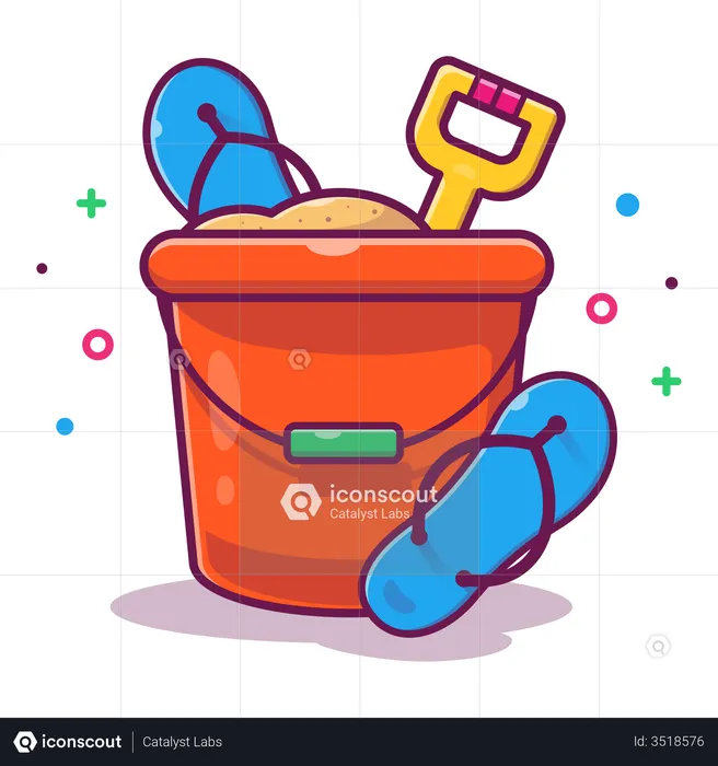 Sand Bucket and slippers  Illustration
