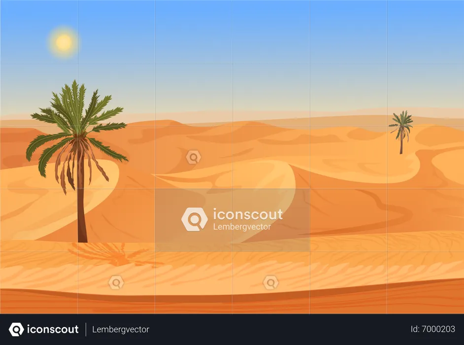 Sand Dunes At Desert  Illustration