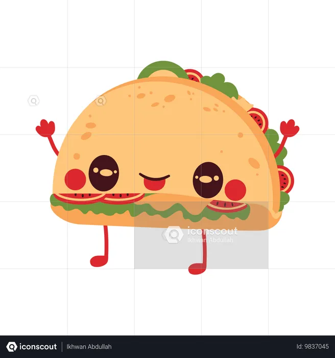 Sanduíche de taco mexicano  Ilustração