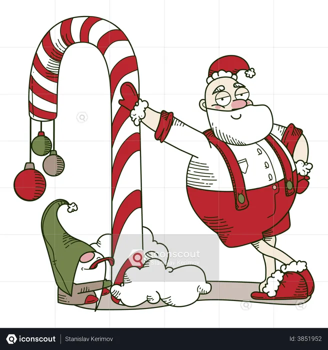 Santa and big lollipop  Illustration