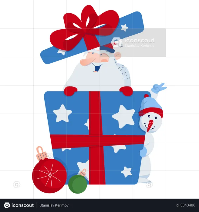 Santa and gift  Illustration