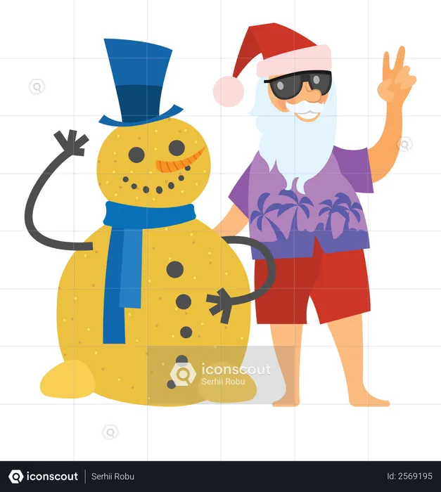 Santa and sand man standing together  Illustration