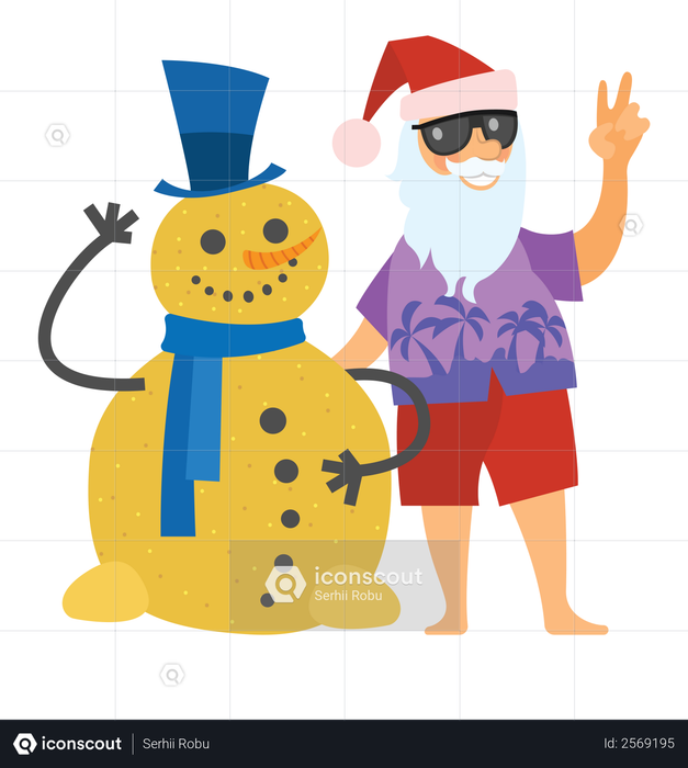 Santa and sand man standing together Illustration