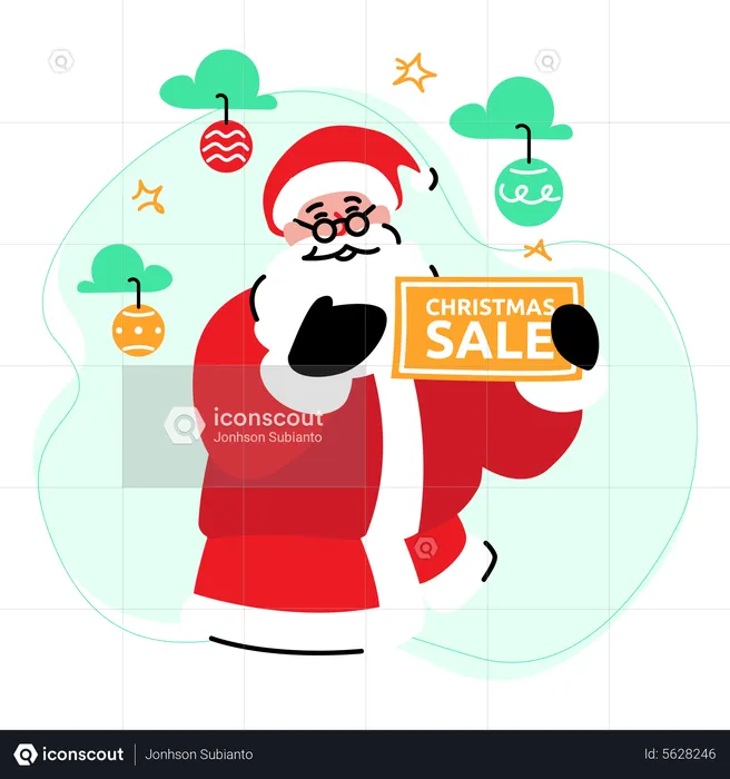 Santa claus announces christmas sale  Illustration