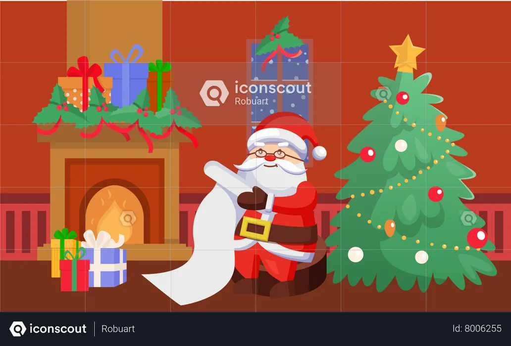 Santa Claus at Home  Illustration