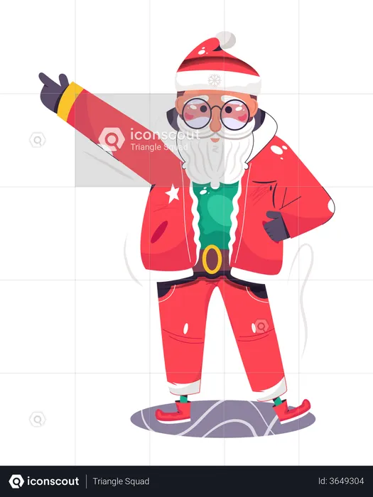 Papá Noel bailando en evento navideño  Ilustración