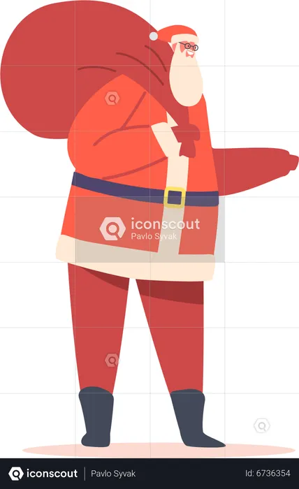 Santa Claus Carry Sack with Gifts  Illustration