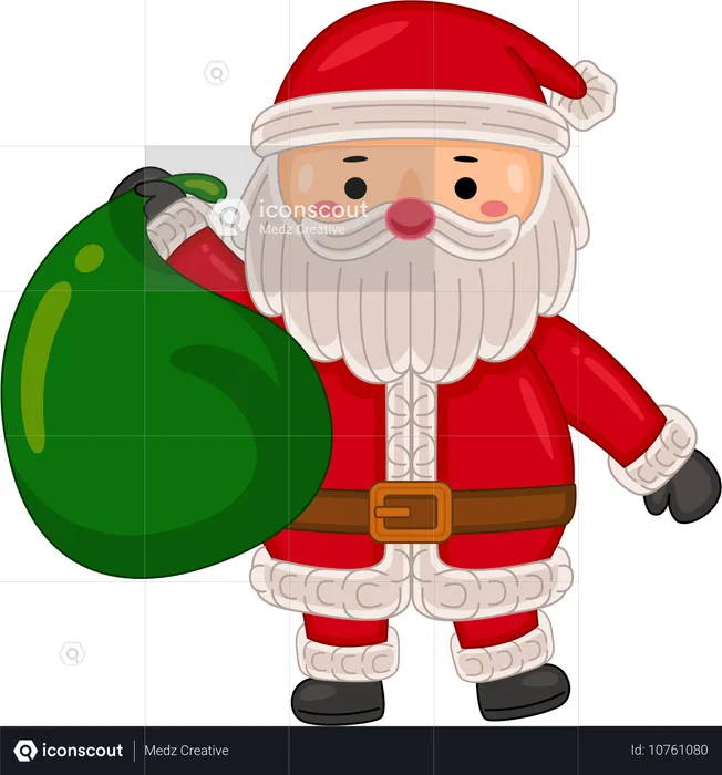 Santa claus carying gift bag  Illustration