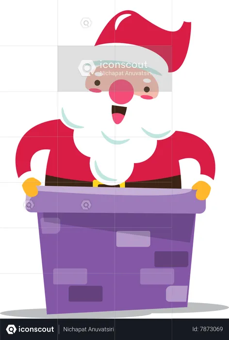 Santa claus coming out from chimney  Illustration