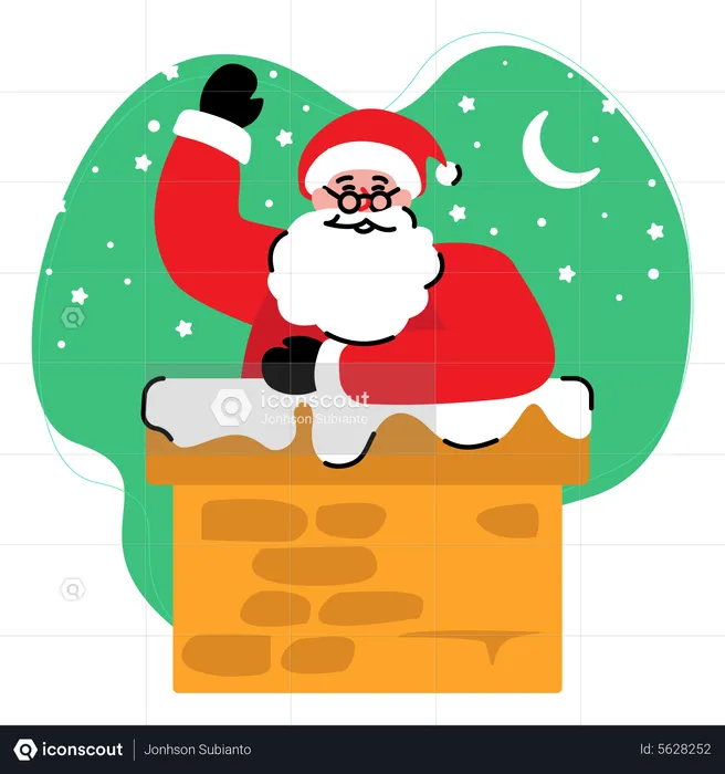 Santa claus coming out of the chimney  Illustration