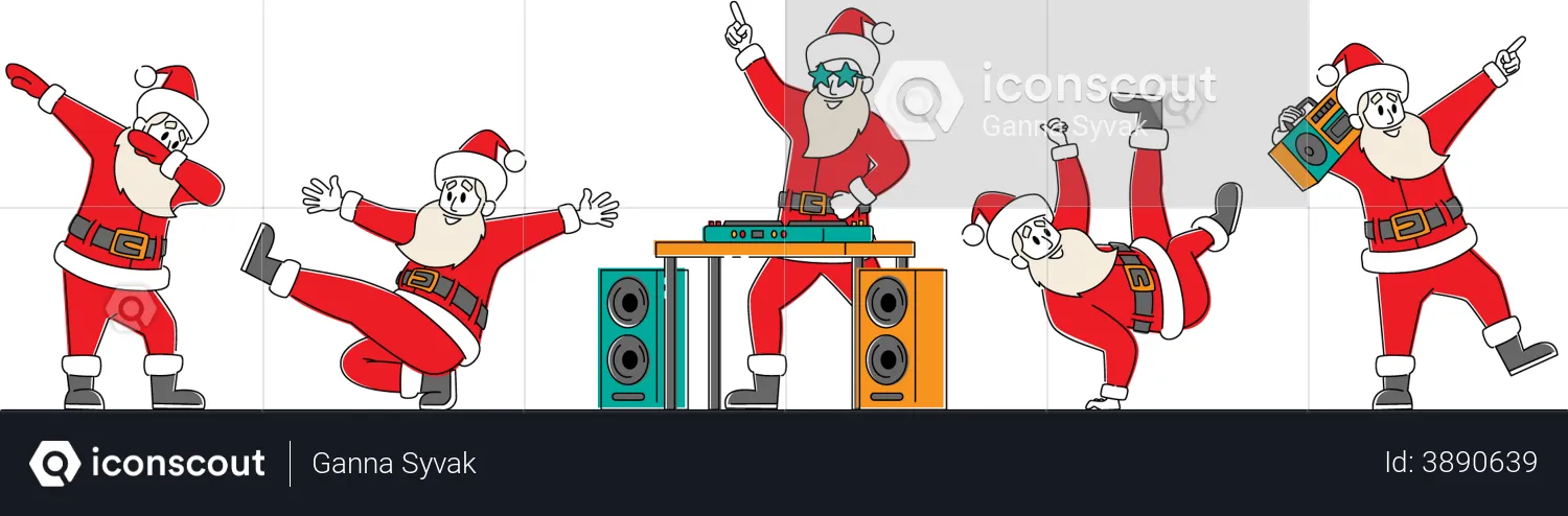 Santa Claus Dancing  Illustration