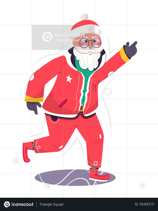 Santa Claus dancing at Christmas festival Illustration