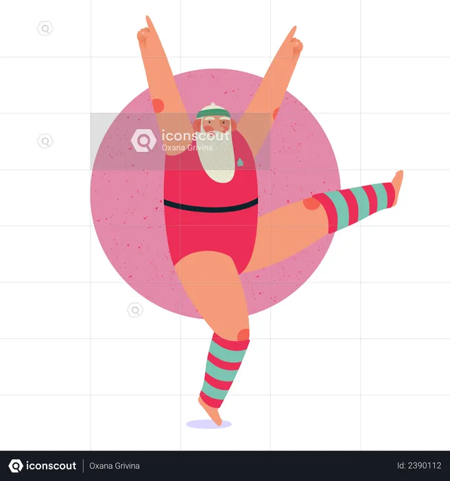 Santa Claus doing aerobics  Illustration