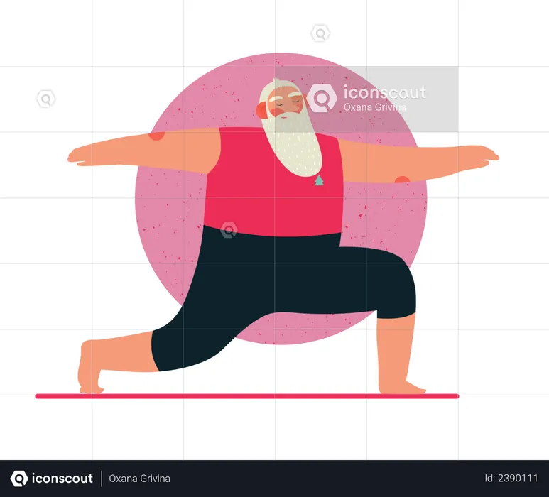 Santa Claus doing yoga  Illustration