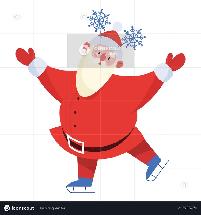 Santa claus enjoying ice skating  Illustration