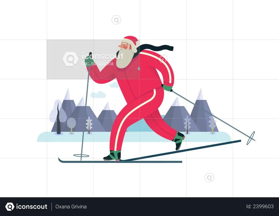 Santa claus enjoying ski  Illustration