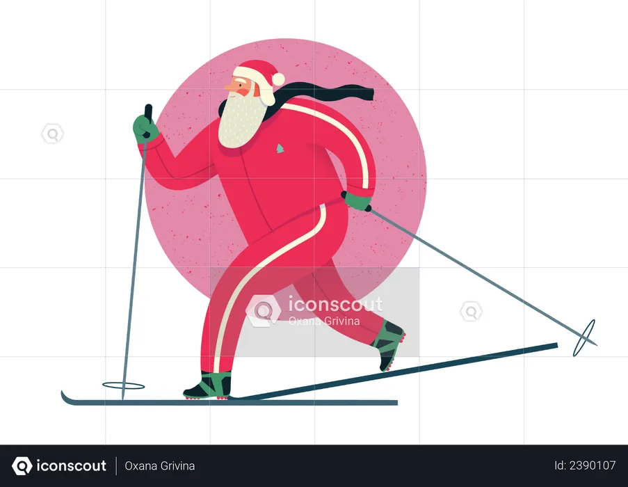 Santa claus enjoying ski  Illustration
