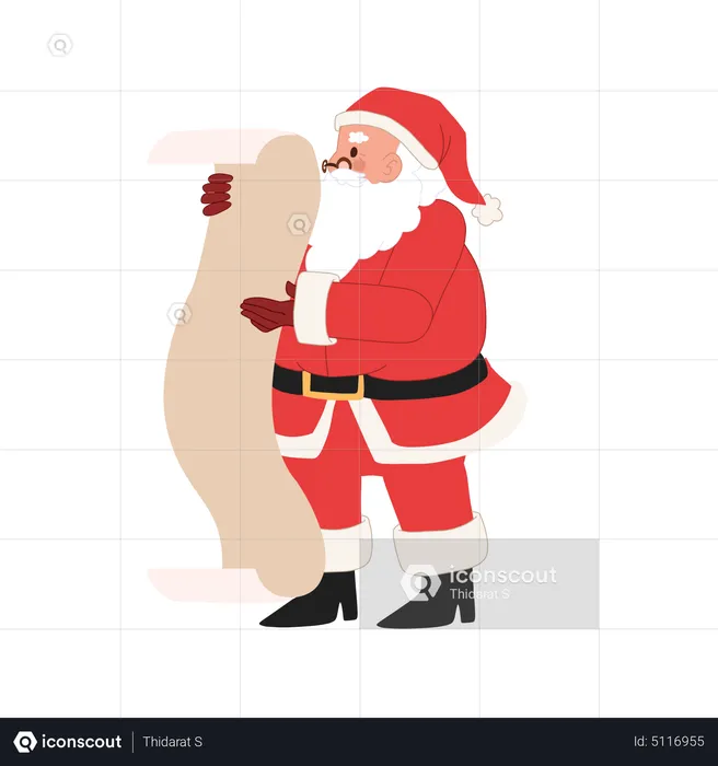 Papá Noel está revisando la lista.  Ilustración