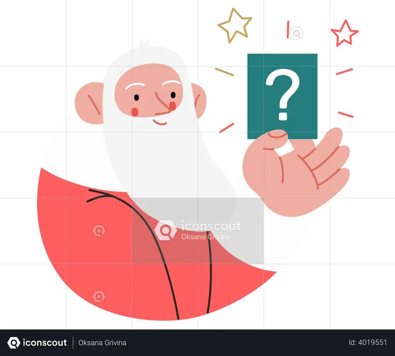 Santa Claus holding an question plate  Illustration