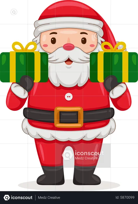 Santa Claus holding christmas gift  Illustration