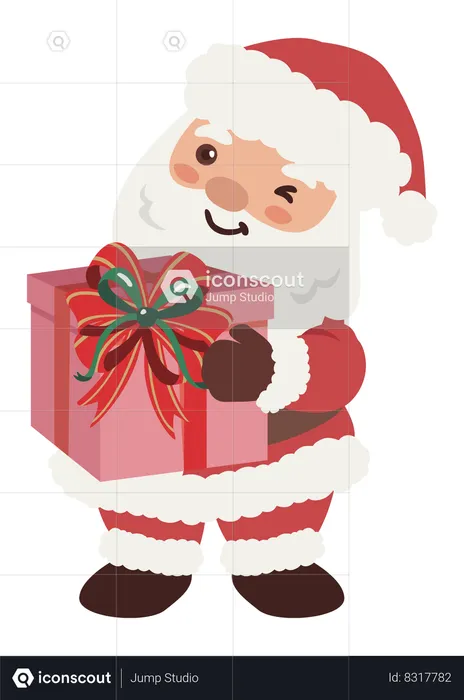 Santa Claus holding gift  Illustration