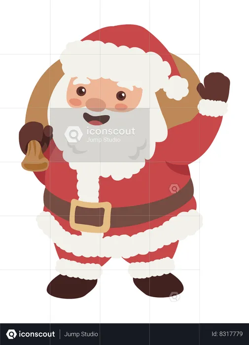 Santa Claus holding gift bag  Illustration