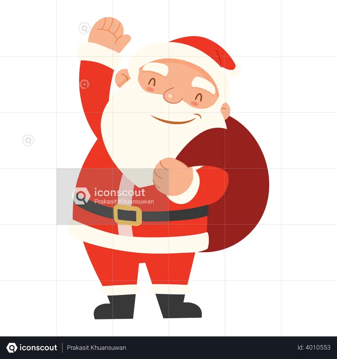 Santa Claus holding gift bag  Illustration
