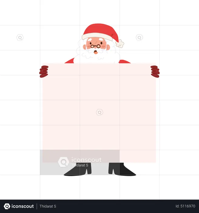 Santa claus is holding a blank banner  Illustration