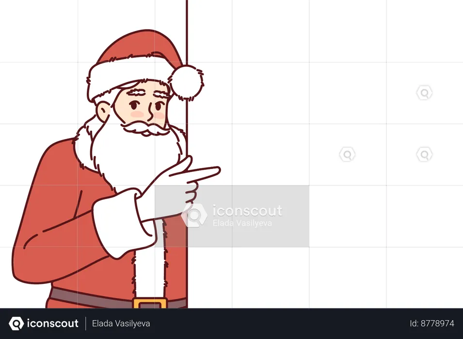 Santa claus is pointing at christmas advertisement  Illustration