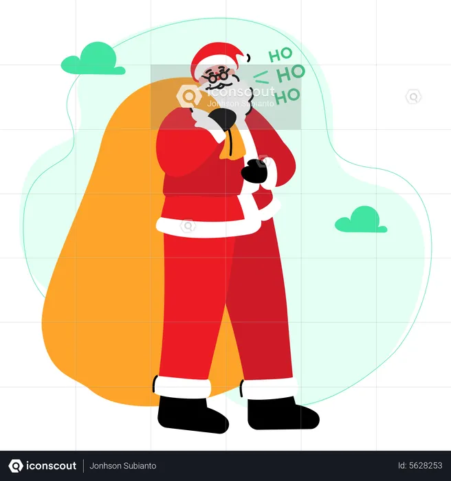 Santa claus laughing while distributing gifts  Illustration