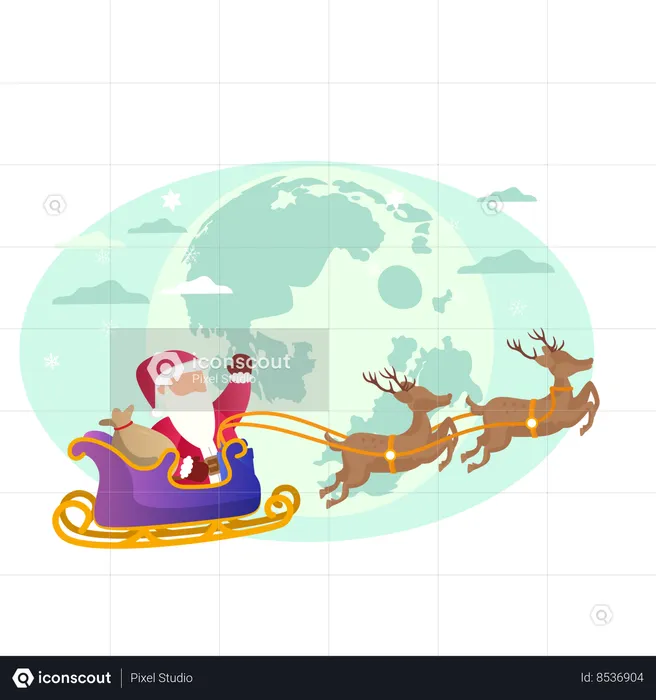 Santa claus on sleigh  Illustration