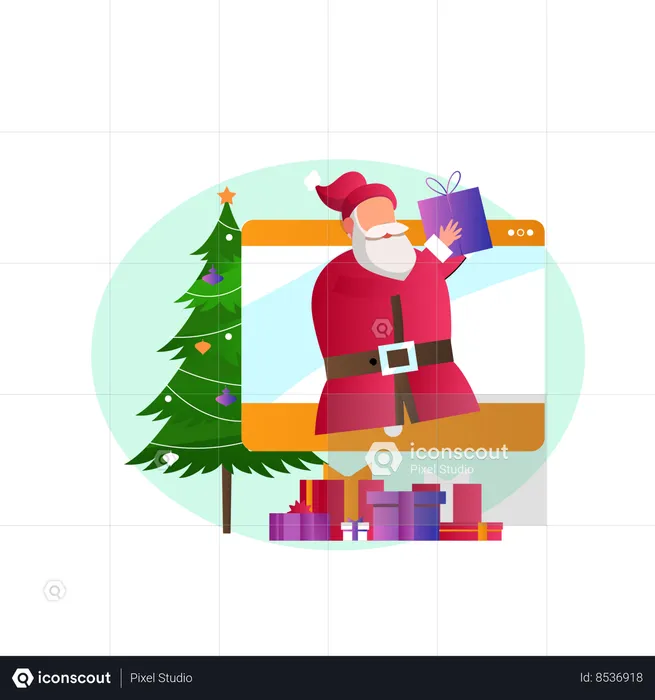 Santa claus online gift  Illustration